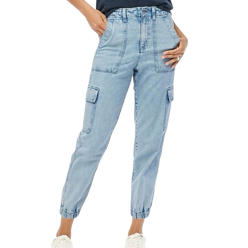 J. Crew Women’s Light Wash Denim Cargo Joggers Pants Size 33